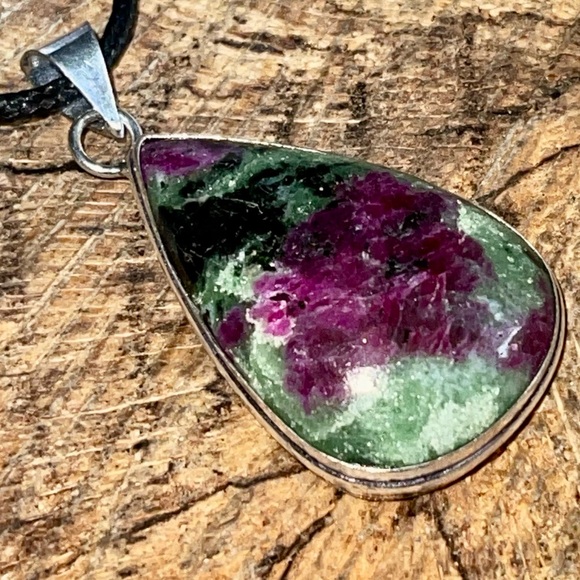 Anyolite Ruby Red Zoisite Pendant 2” - Picture 10 of 15